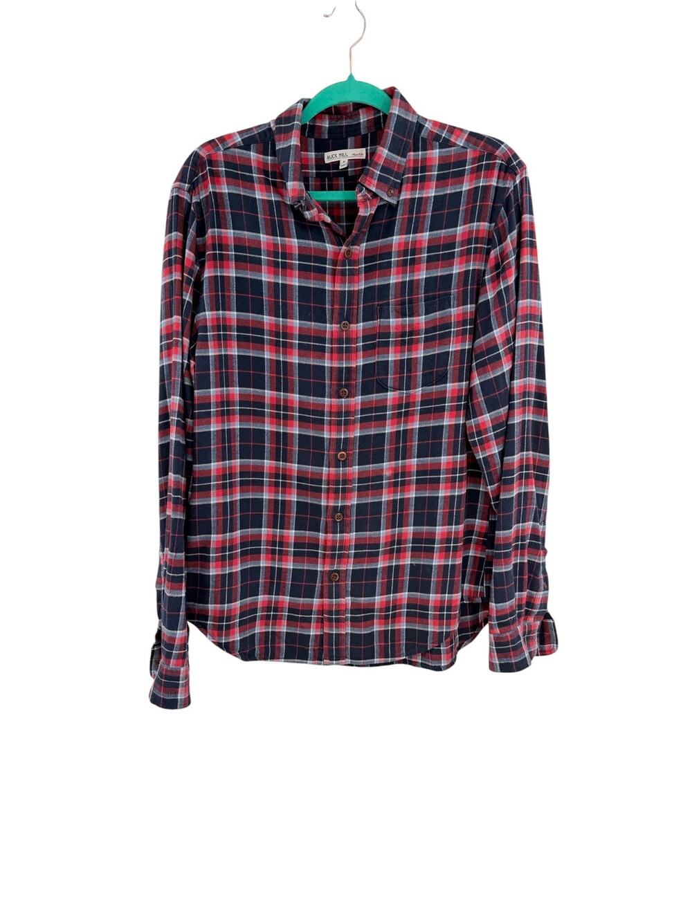 Alex‎ Mill Standard Fit Plaid Flannel Button Down Shirt Red Blue Men's Medium